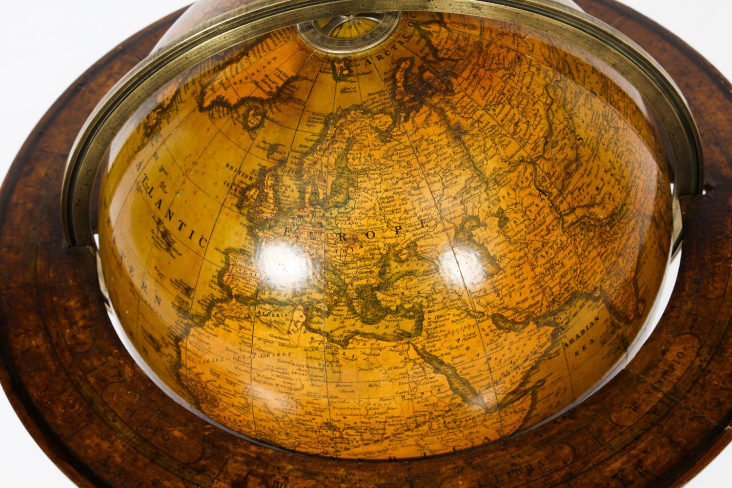 Mid-19th Century Antique Victorian Terrestrial Library Table Globe by C.F. Cruchley, 19th C