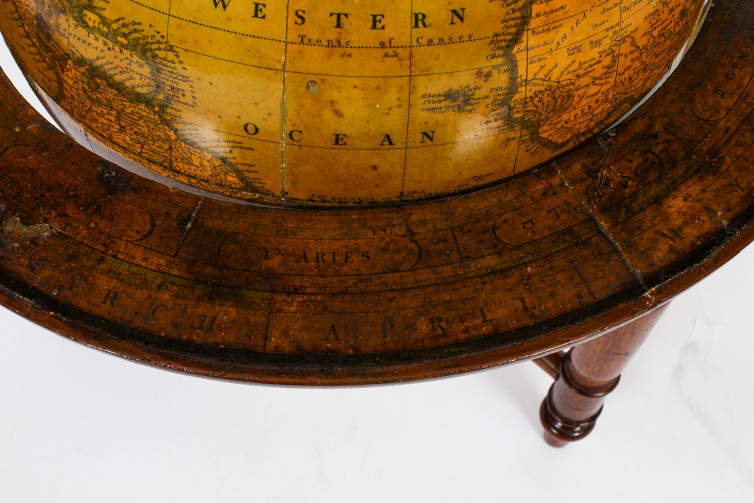 Antique Victorian Terrestrial Library Table Globe by C.F. Cruchley, 19th C 1