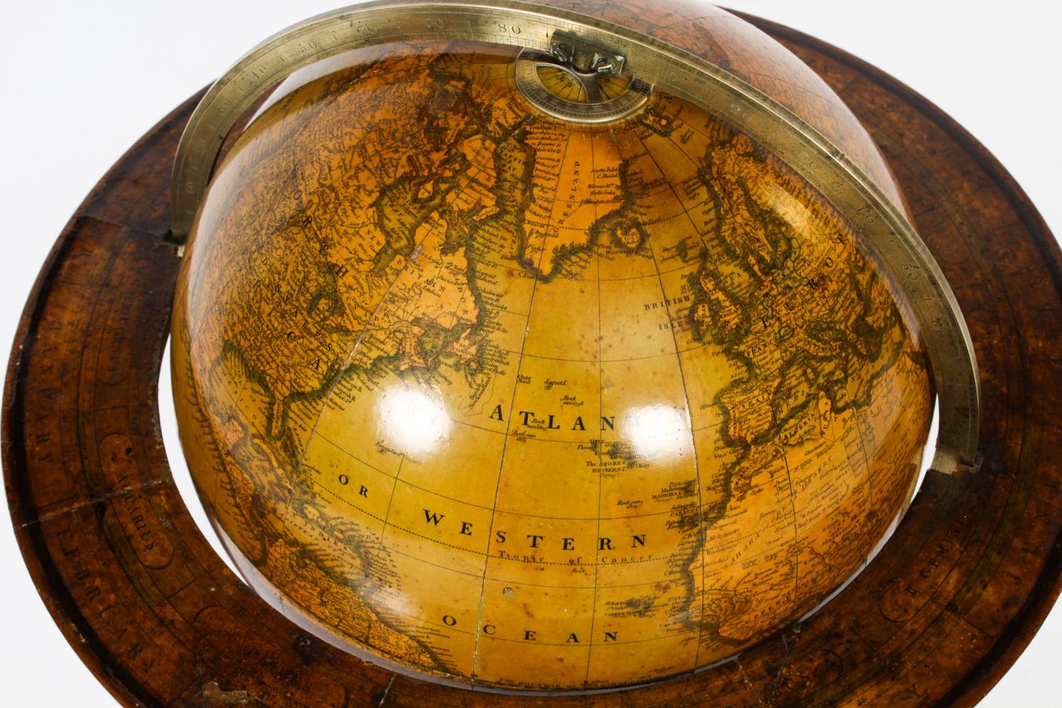 Antique Victorian Terrestrial Library Table Globe by C.F. Cruchley, 19th C 2