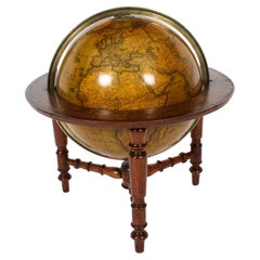 Antique Victorian Terrestrial Library Table Globe by C.F. Cruchley, 19th C