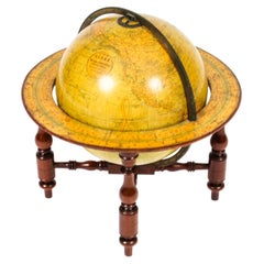 Antique Victorian Terrestrial Library Table Globe by W & A. K. Johnston, 19th C