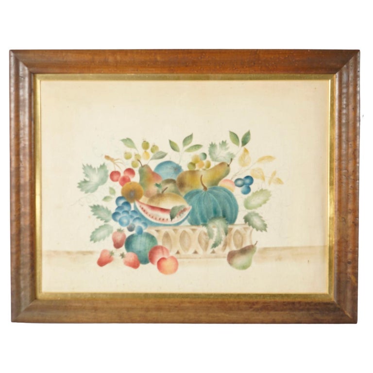 Antique Victorian Theorem Fruit Still Life Painting on Velvet 19th C at ...