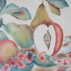 Antique Victorian Theorem Fruit Still Life Painting on Velvet, Framed, 19th C.