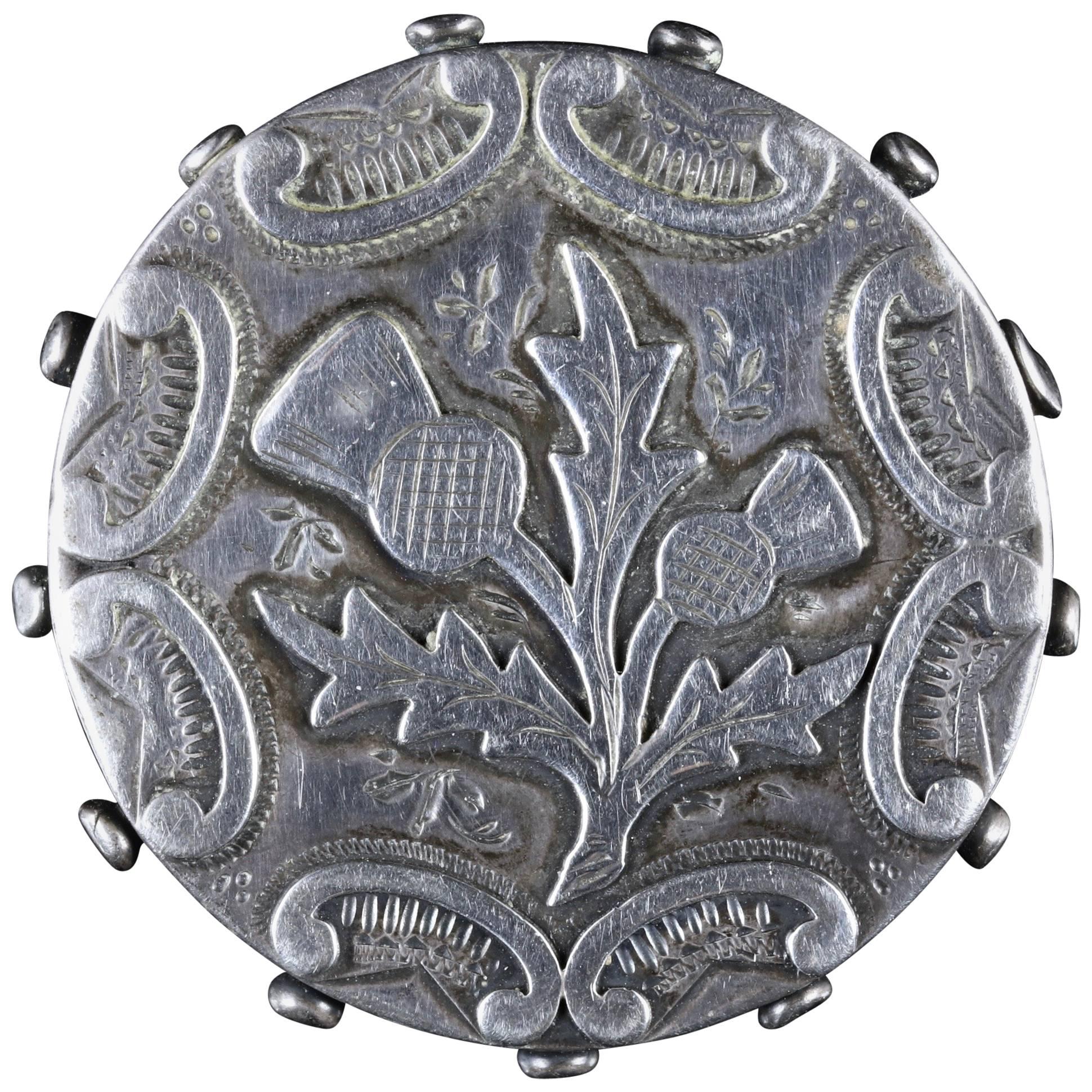 Antique Victorian Thistle Brooch Silver, Birmingham, 1886