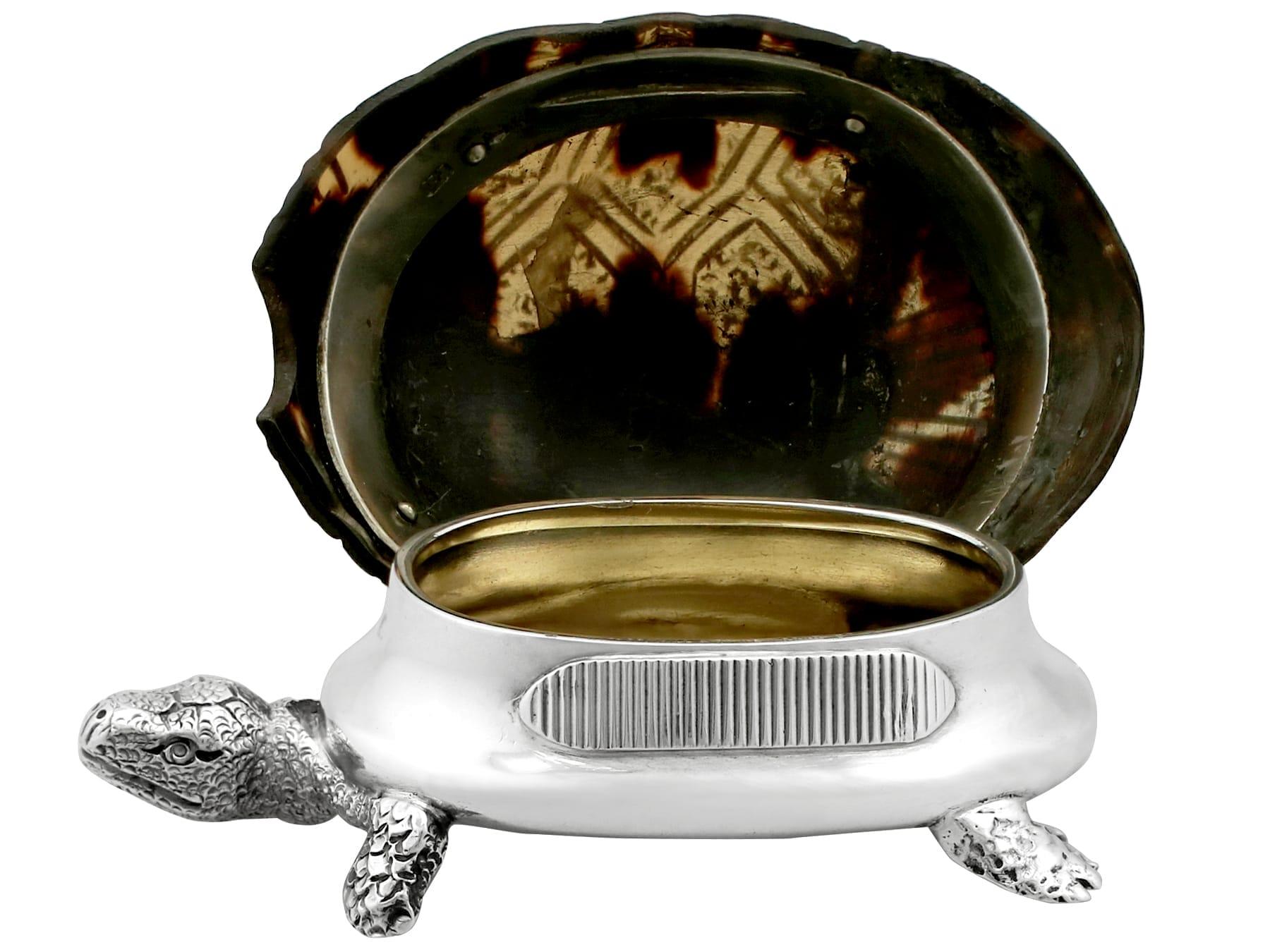 Late 19th Century Victorian Thomas Johnson II Sterling Silver Tortoise Vesta Box For Sale