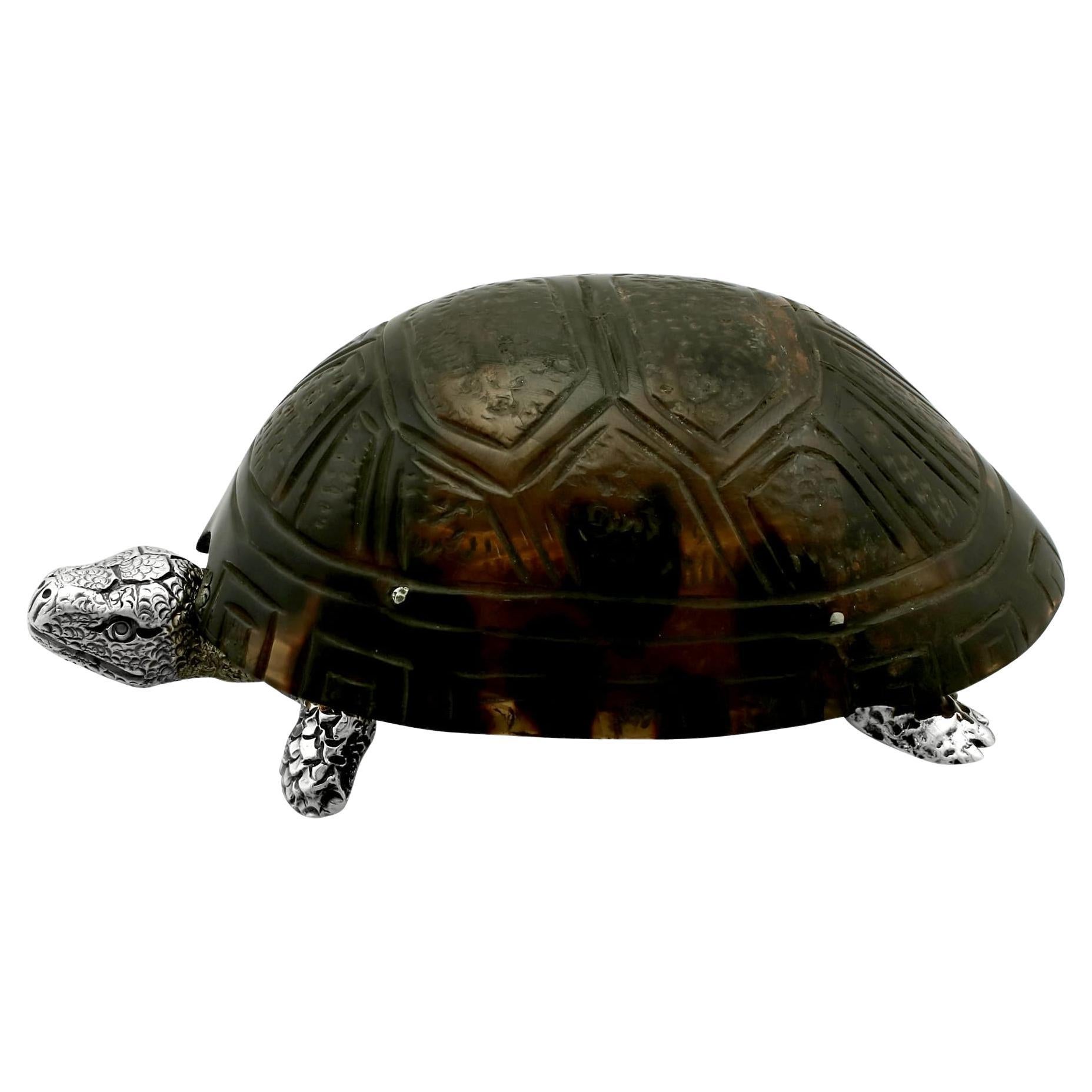 Boîte de gitane victorienne Thomas Johnson II en argent sterling et écailles de tortue