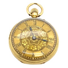 Montre de poche victorienne ancienne Thomas Russell & Sons en or jaune 18 carats