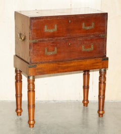 ANTIQUE VICTORiAN THOMAS WILSON MILITARY CAMPAIGN SECRETAIRE CHEST OF DRAWERS