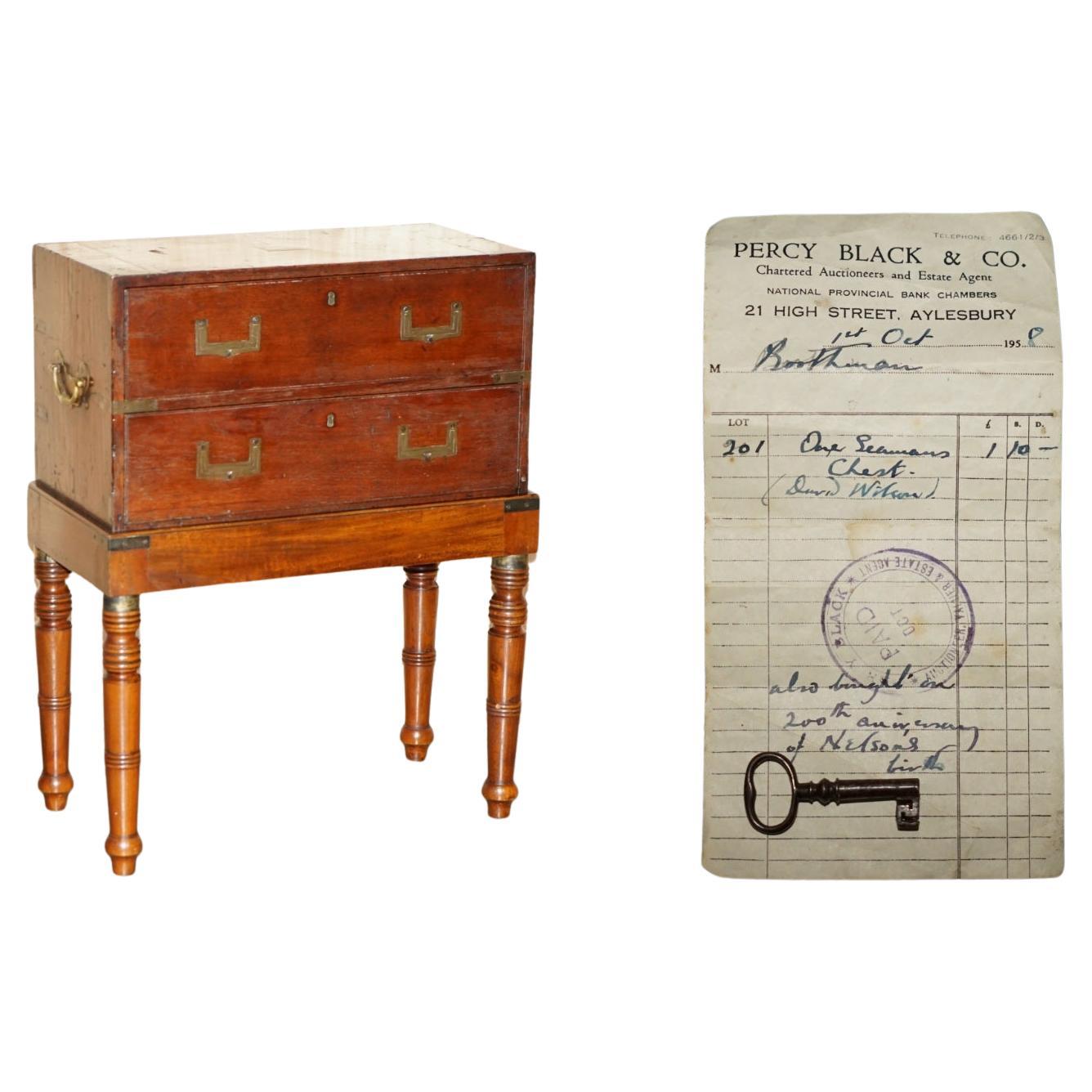 ANTIQUE VICTORiAN THOMAS WILSON MILITARY CAMPAIGN SECRETAIRE CHEST OF DRAWERS For Sale