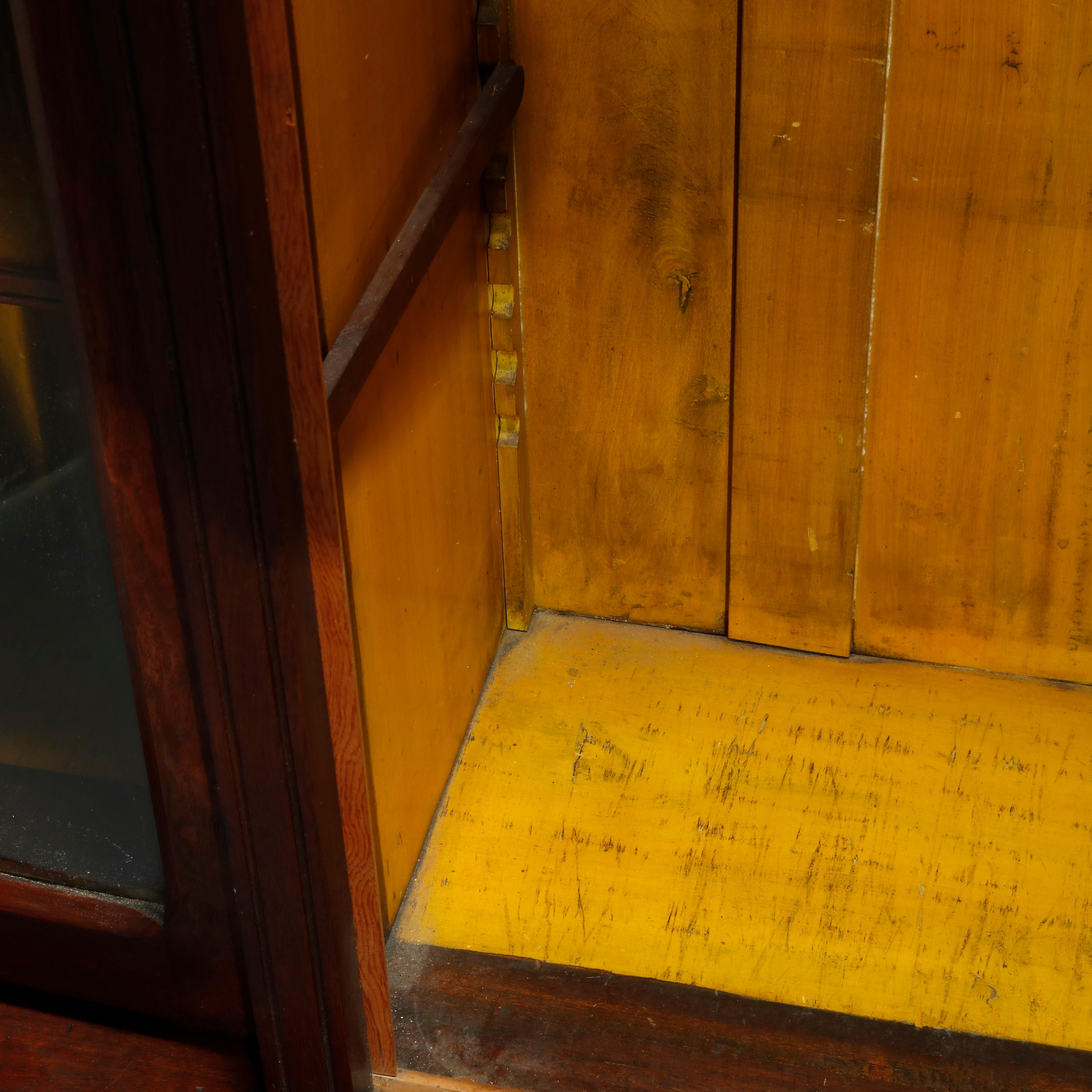 Wood Antique Victorian Three-Door Mahogany Step Back Bookcase, Circa 1900