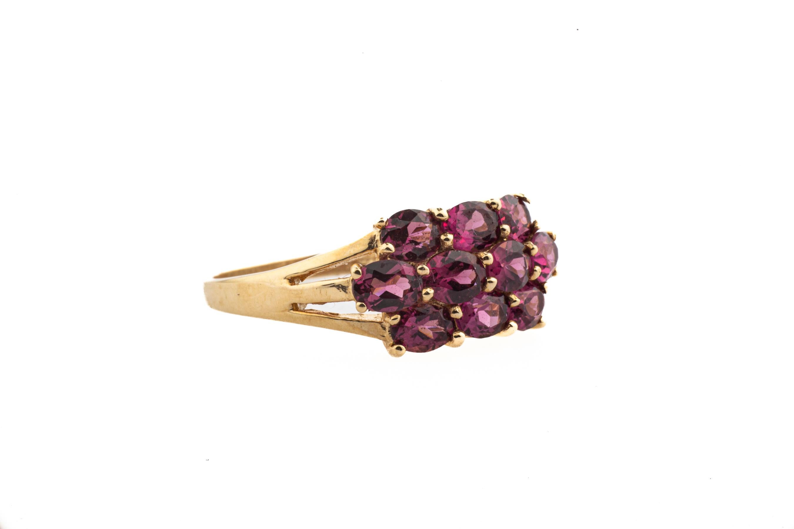 Late Victorian Antique Victorian Three Row Cherry Garnet Ring For Sale