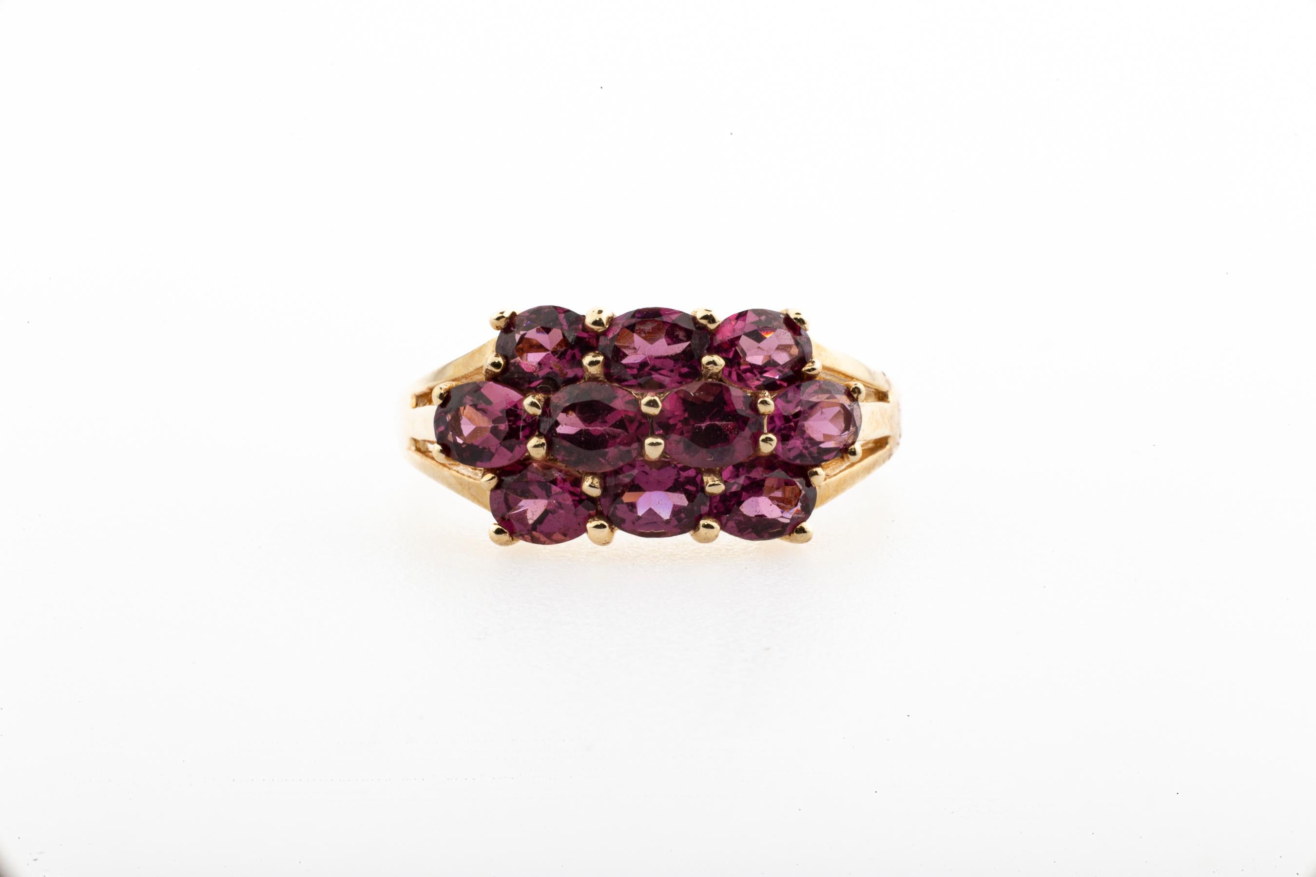 Antique Victorian Three Row Cherry Garnet Ring For Sale 2