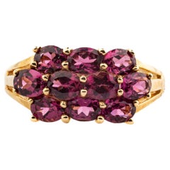 Antique Victorian Three Row Cherry Garnet Ring