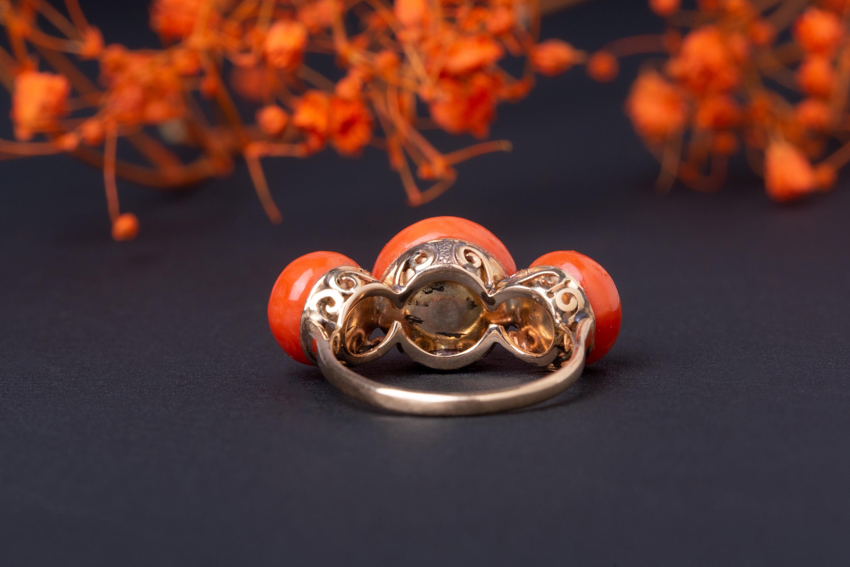 orange coral stone ring