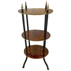 Antique Victorian Three Tier Oval Inlaid Stand/Display Shelves