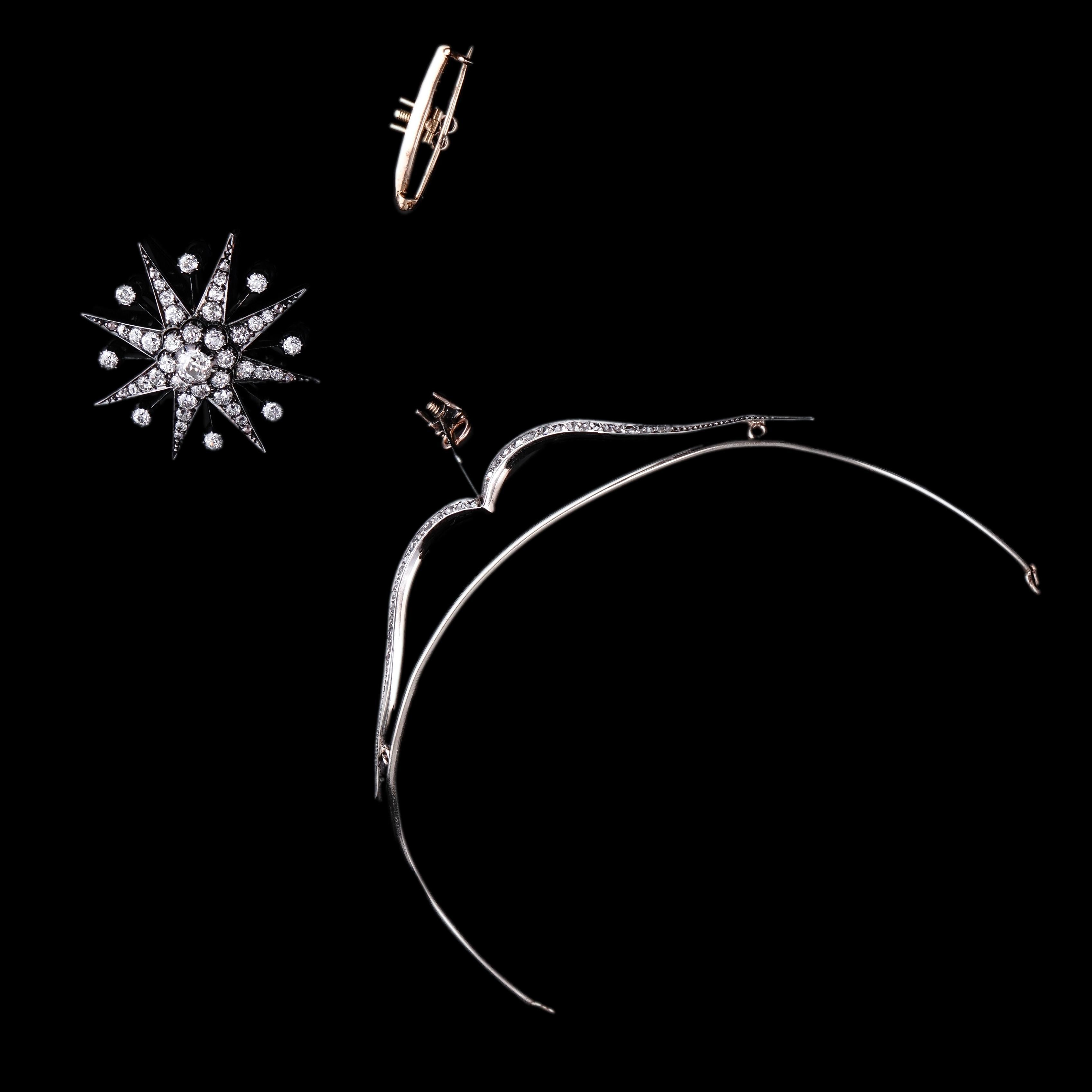 Antique Victorian Tiara with Diamond Star - c.1890 For Sale 9