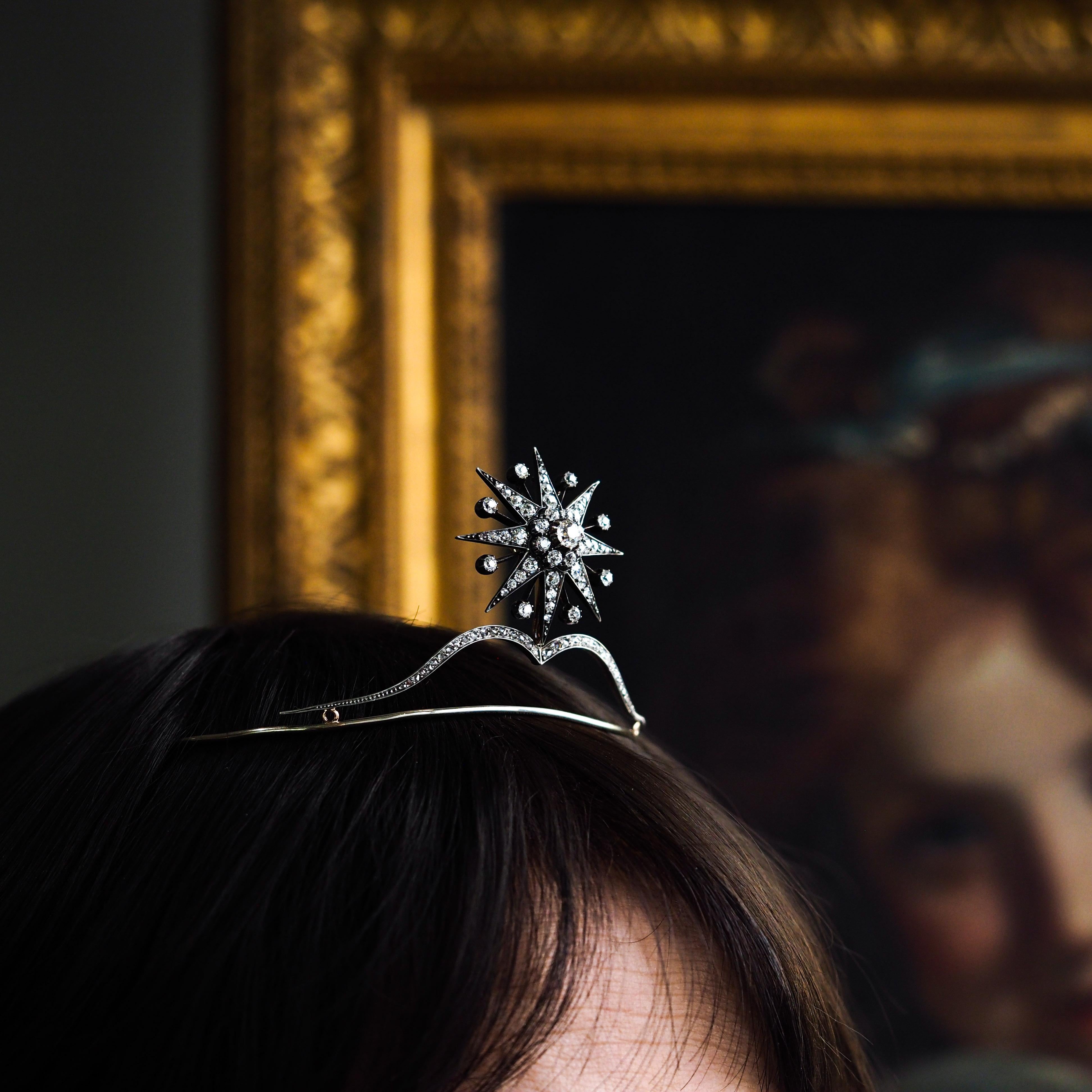 Antique Victorian Tiara with Diamond Star - c.1890 For Sale 13