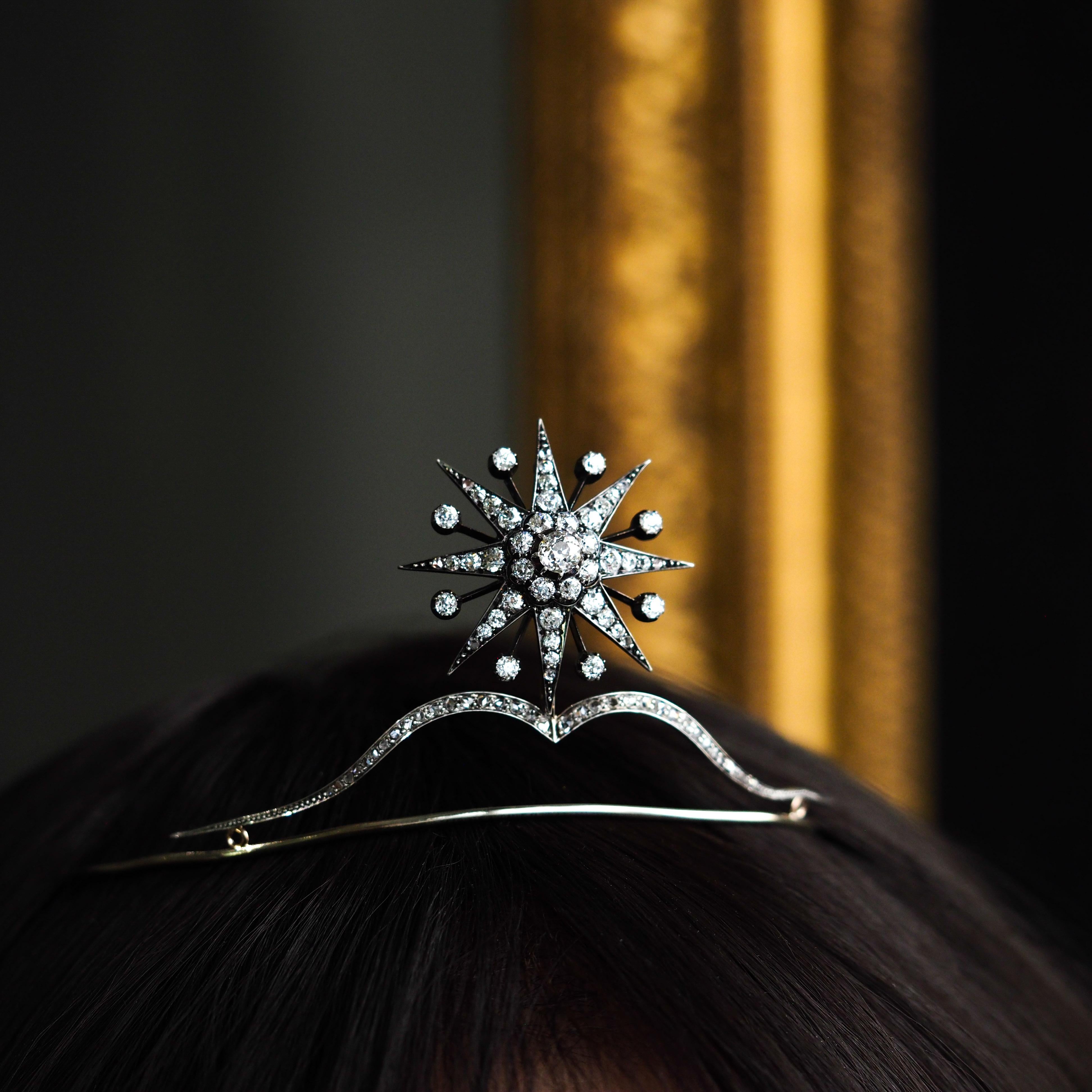 Antique Victorian Tiara with Diamond Star - c.1890 For Sale 14
