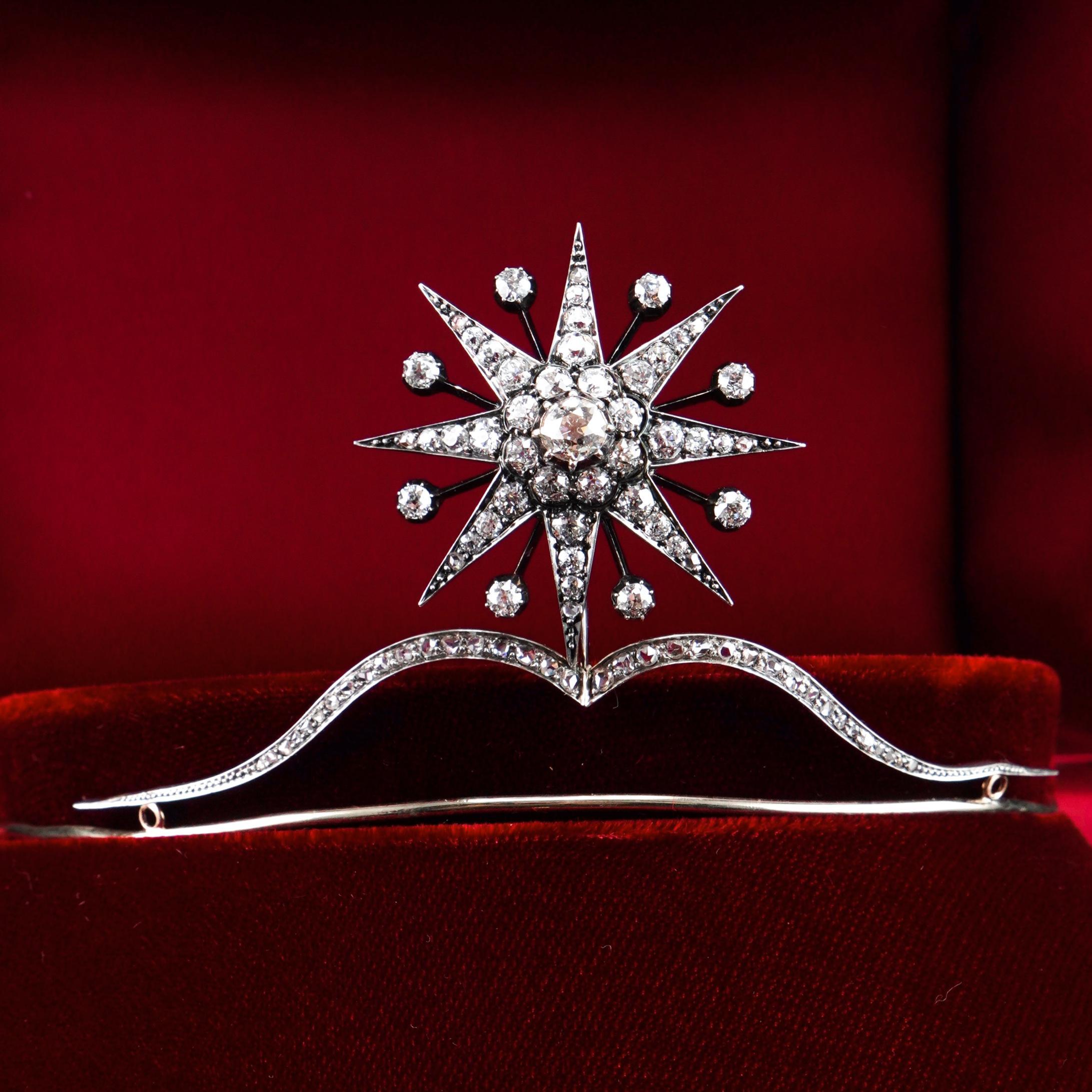 Antique Victorian Tiara with Diamond Star - c.1890 For Sale 1