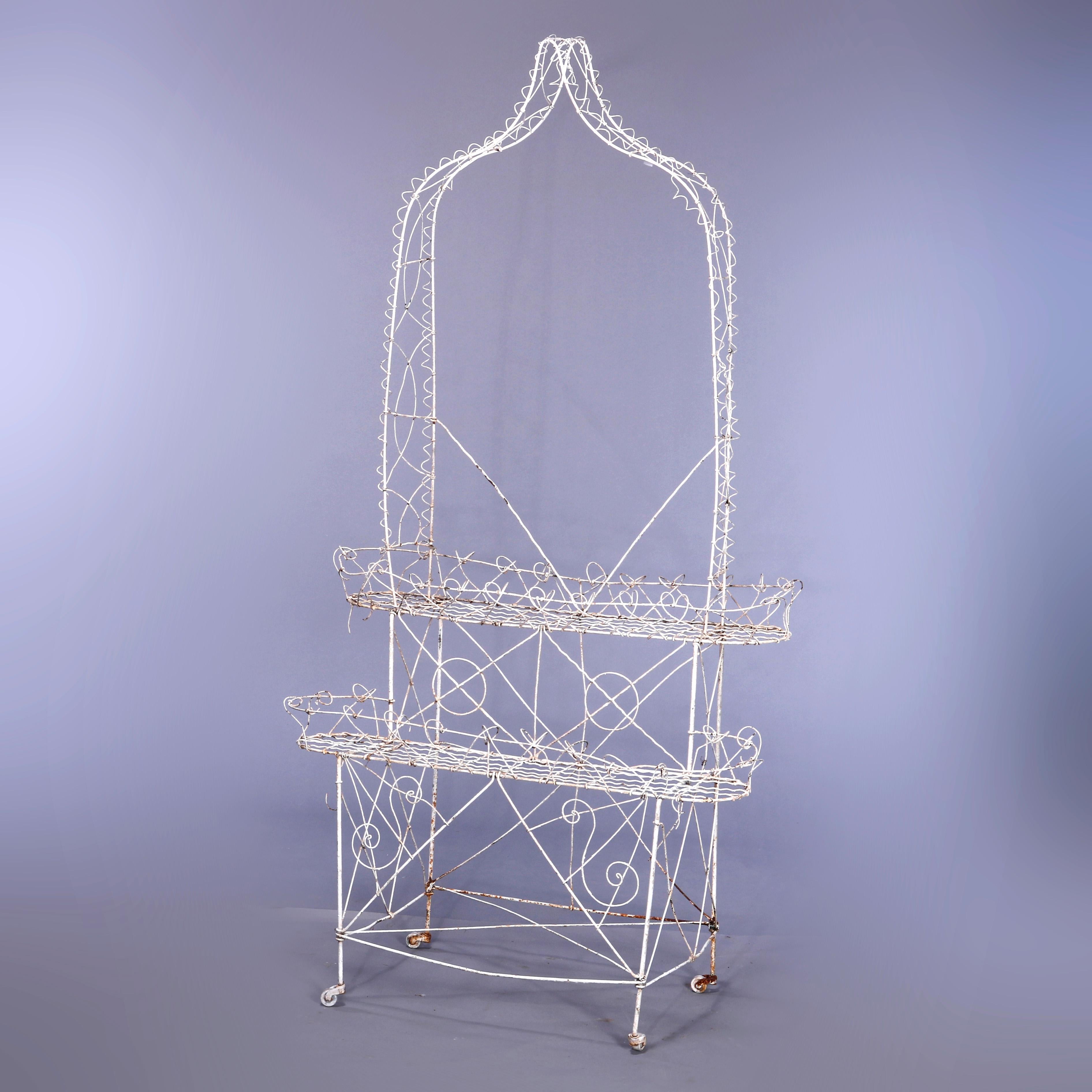 American Antique Victorian Tiered Wire Plant Stand, Circa 1890
