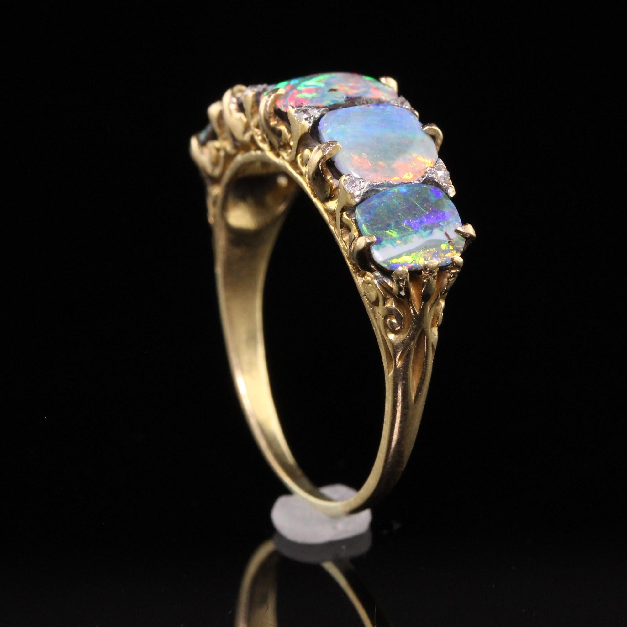 Antique Victorian Tiffany & Co. Boulder Opal Five Stone Wedding Band 2