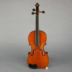 Antique Victorian Tiger Maple Violin and Case, Salvatore Durro, 19th Century