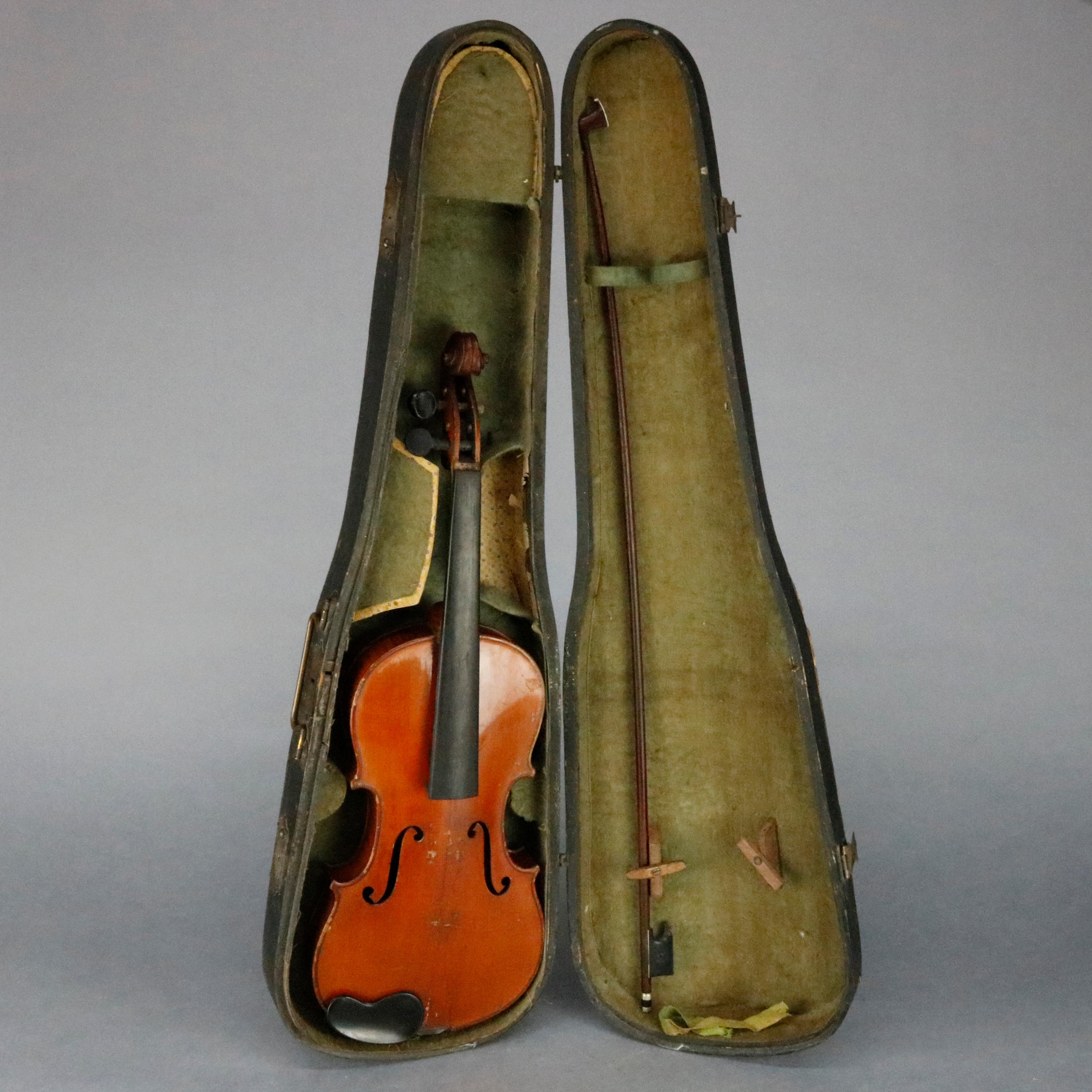 Antique Victorian Tiger Maple Violin and Case, Salvatore Durro, 19th Century 2