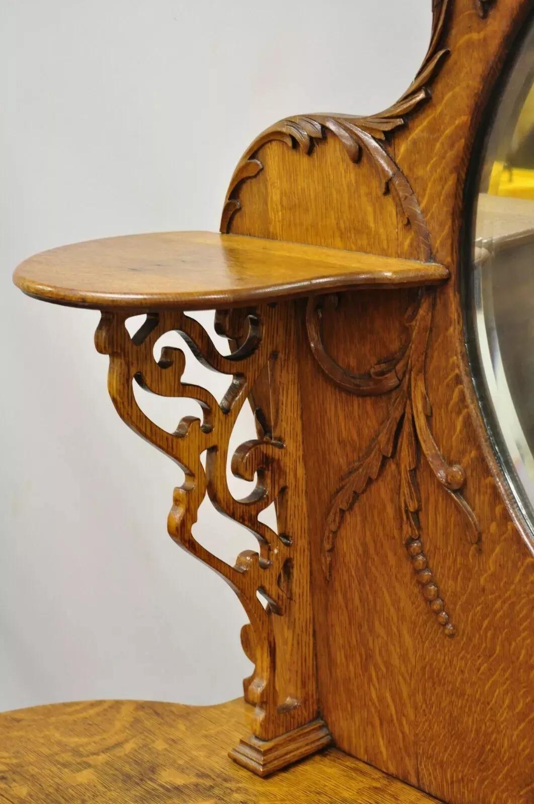 Antiguo Victoriano Tigre Roble Tallado Pata Curio Cabinet Base Aparador Buffet Vidrio en venta