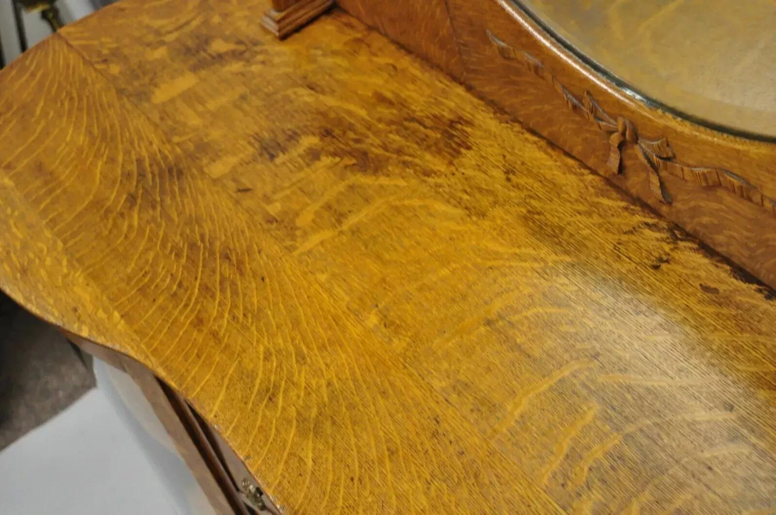 Antiguo Victoriano Tigre Roble Tallado Pata Curio Cabinet Base Aparador Buffet en venta 2