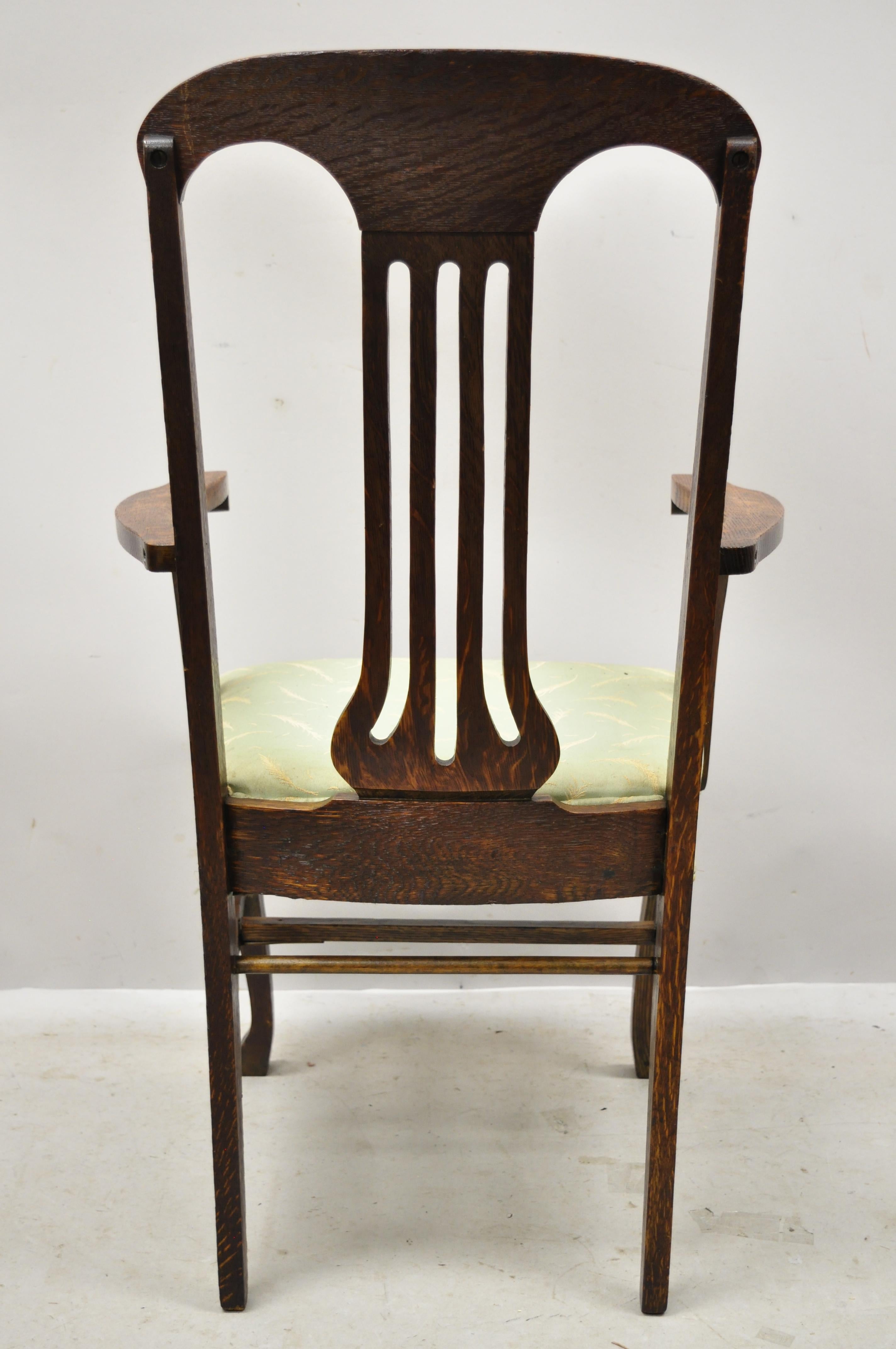 Antique Victorian Tiger Oak Carved Paw Foot Slat Back Dining Chairs, Set of 6 7