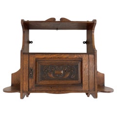 Antique Victorian Tiger Oak Hanging Wall Mounted Cabinet, Scotland 1890, H829