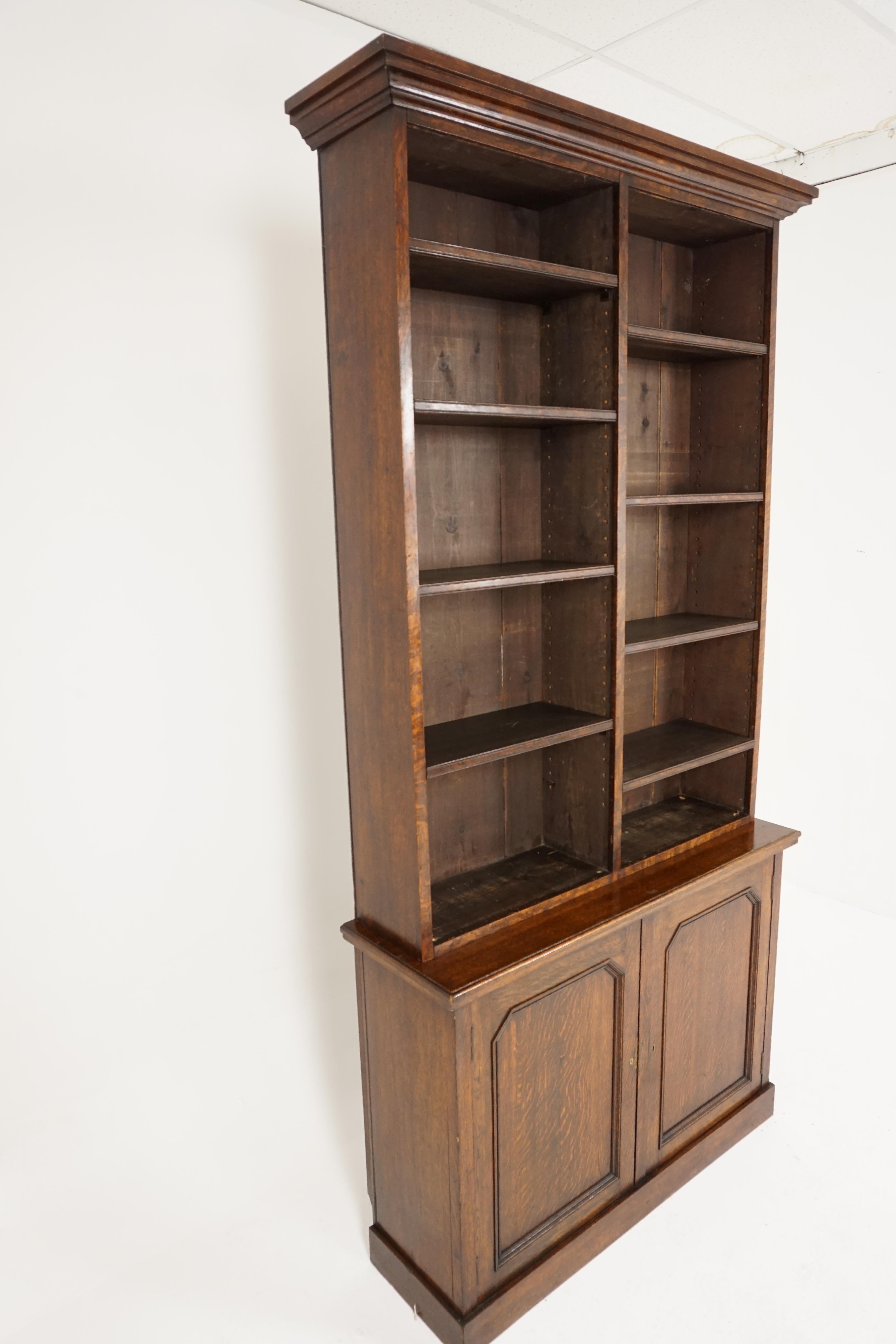 Antique Victorian Tiger Oak Open Bookcase Display Cabinet, Scotland 1890, B2340 1