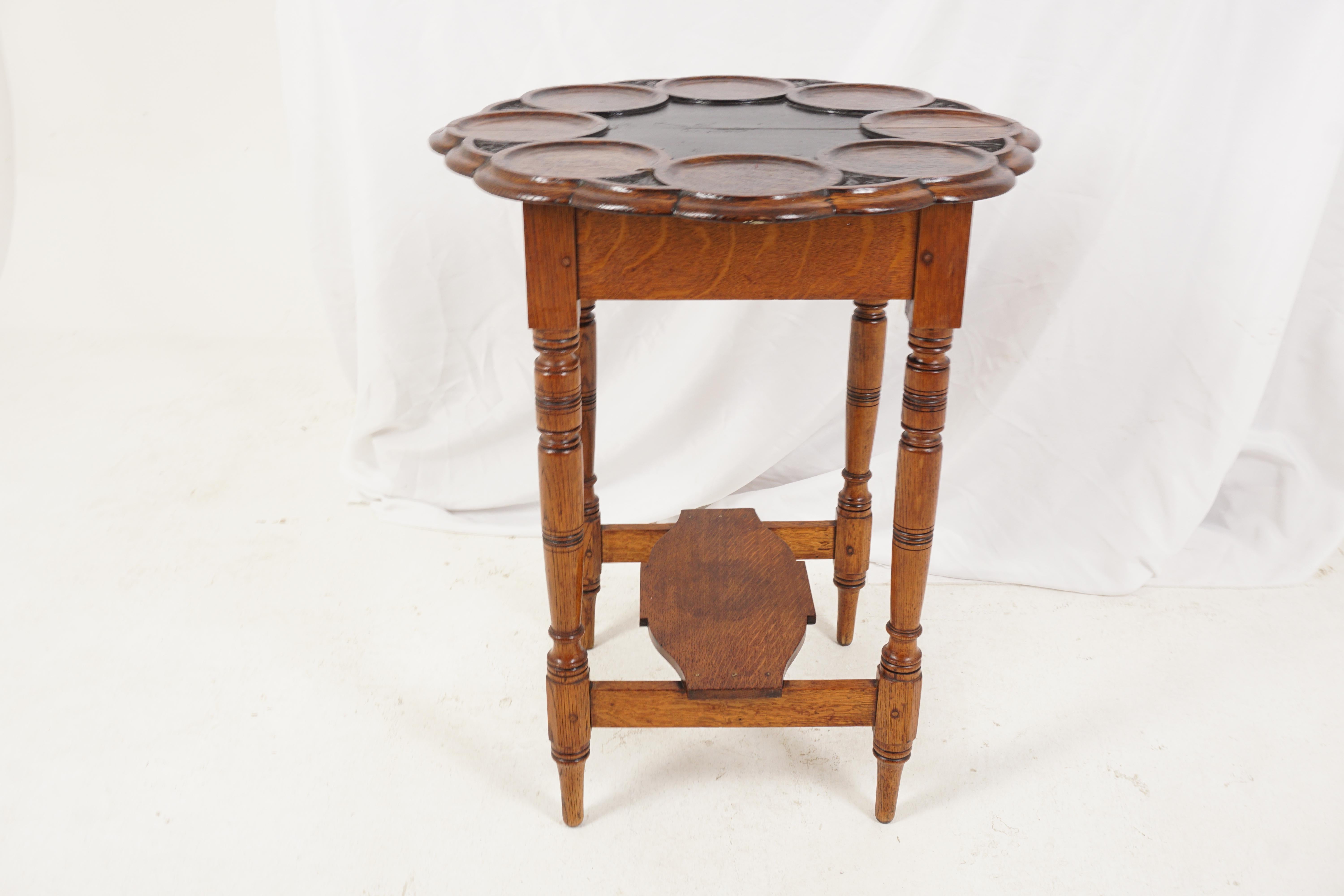 Antiker viktorianischer Tiger-Eiche-Tisch, Spieltisch, Schottland 1900, H251 im Angebot 3