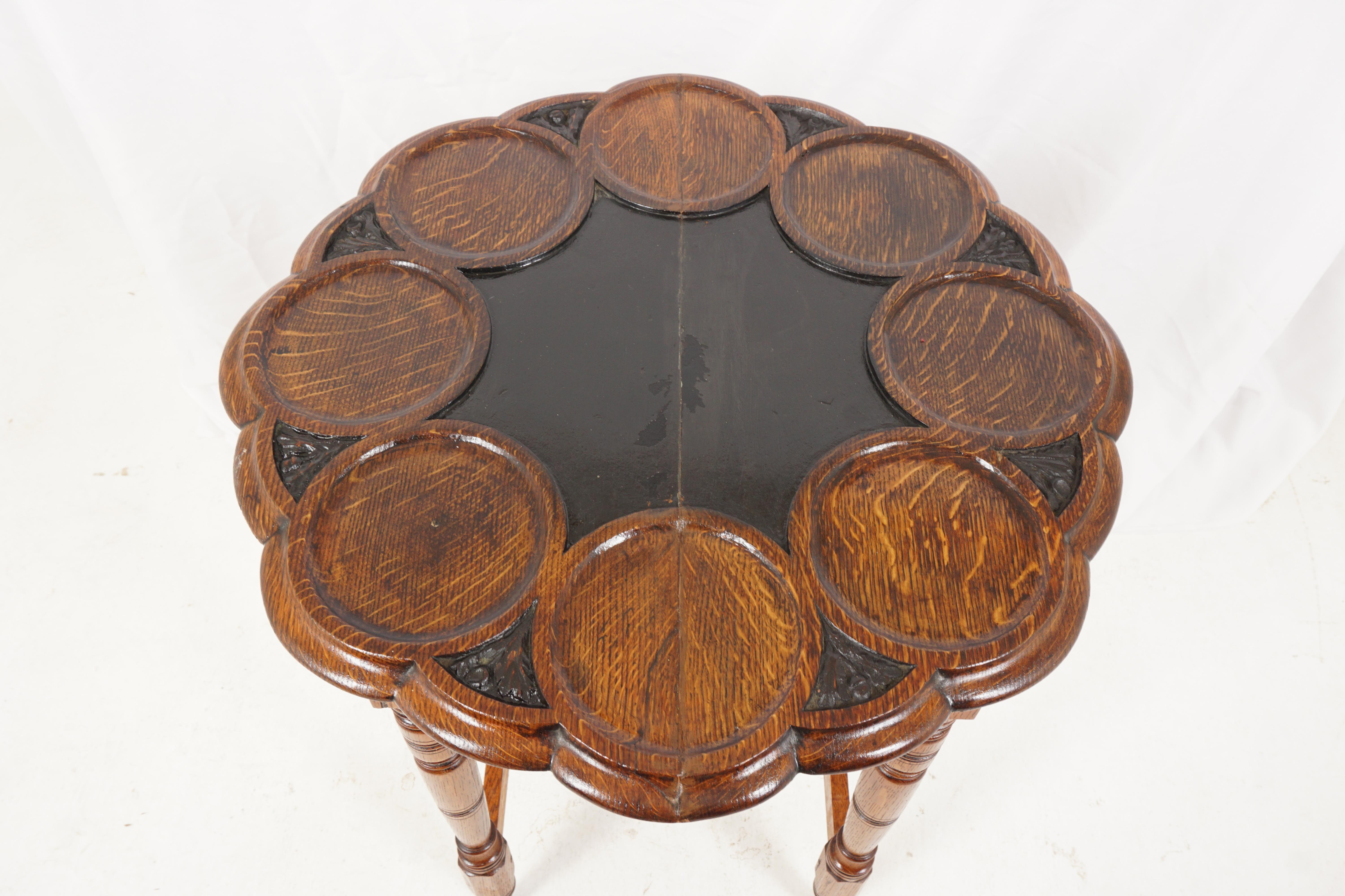 Antique Victorian Tiger Oak Table, Games Table, Scotland 1900, H251 In Good Condition For Sale In Vancouver, BC