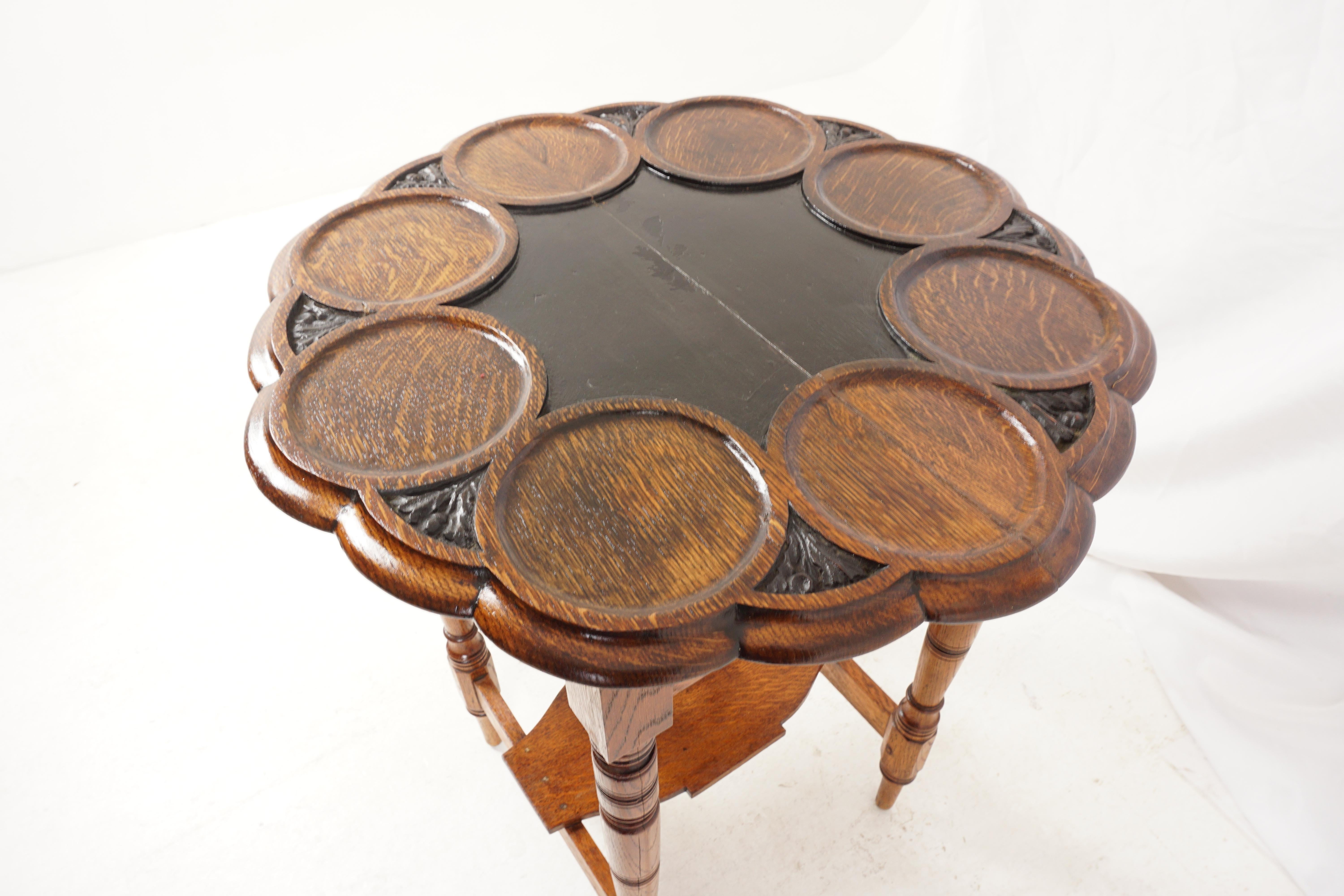 Ancienne table victorienne en chêne tigré, table de jeu, Écosse 1900, H251 en vente 2