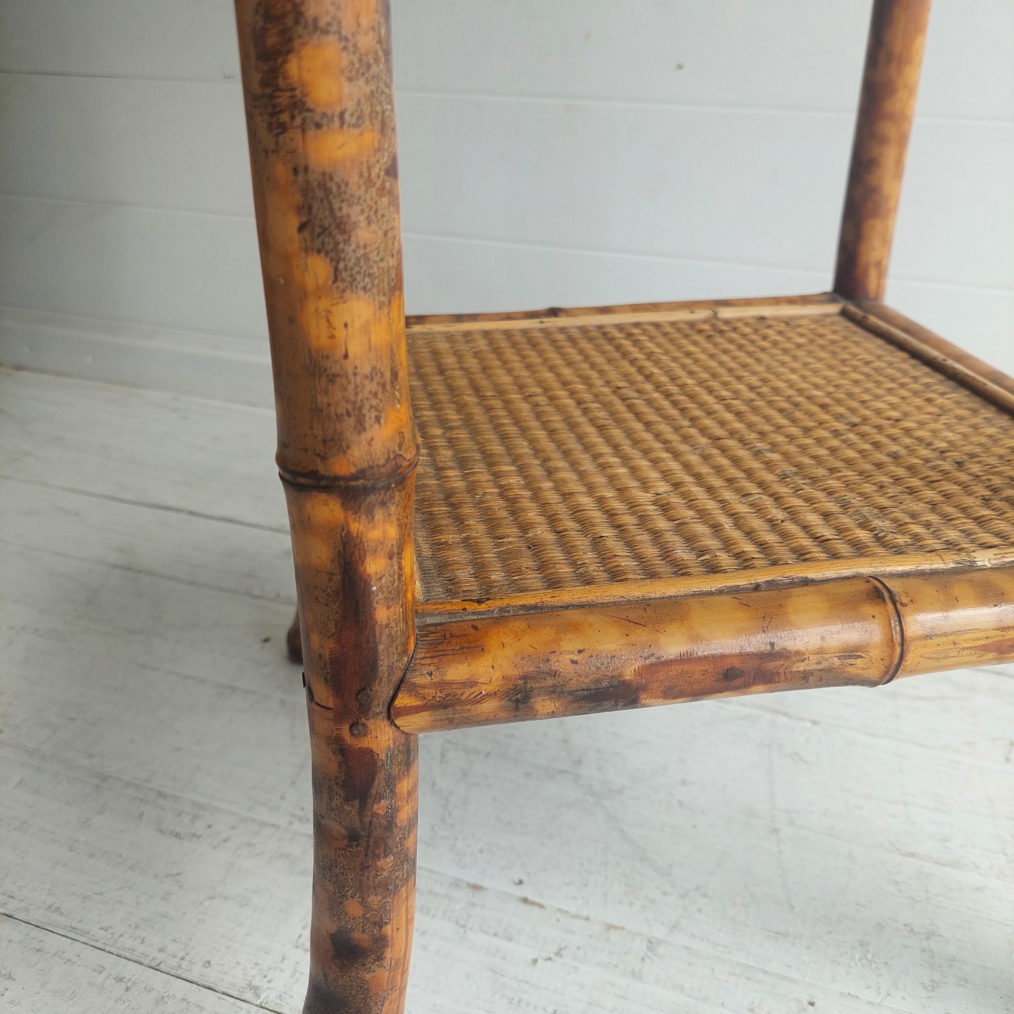 Antique Victorian Tiger Octagonal Bamboo Grass cloth  Side End Lamp table, 1900s 9