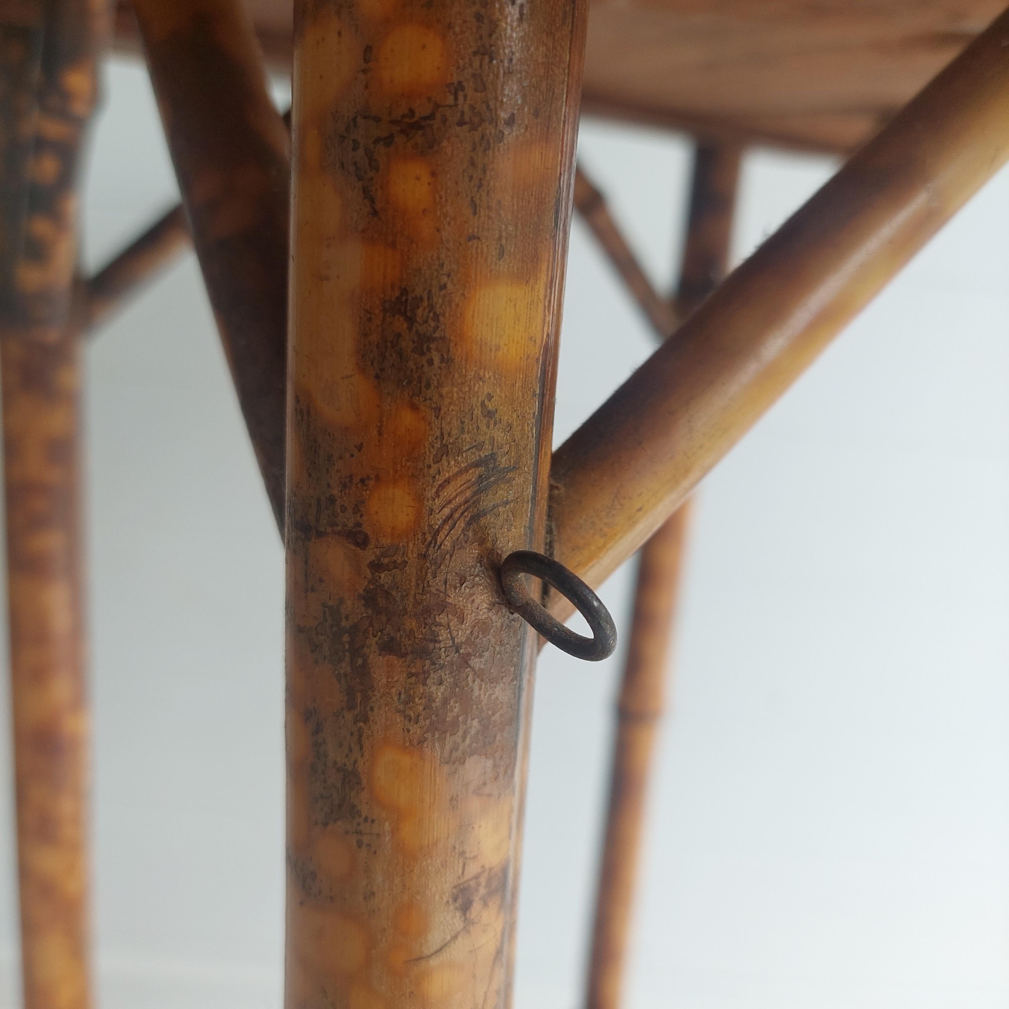 Antique Victorian Tiger Octagonal Bamboo Grass cloth  Side End Lamp table, 1900s 14