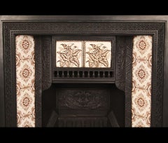Antique Victorian Tiled Cast Iron Fireplace Insert, English, 19th Century