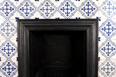 Antique Victorian Tiled Cast Iron Fireplace Insert, English 19th Century