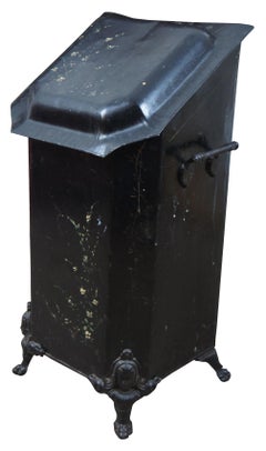 Antique Victorian Tole Coal Hod Scuttle Box Fireplace Bin Floral Farmhouse