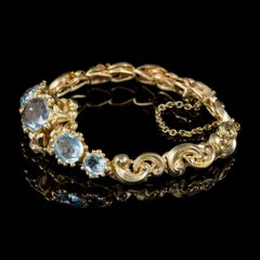 Antique Victorian Tourmaline Aquamarine Bracelet 18 Carat Gold, circa 1900