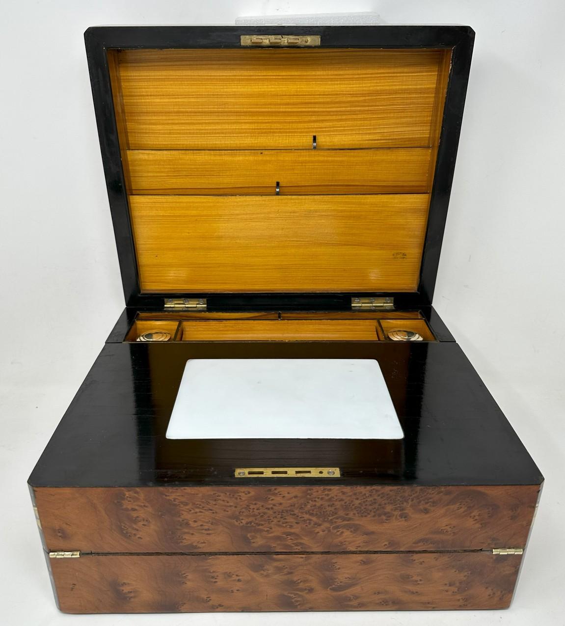 Antique Victorian Traveling Desk Birds Eye Maple Writing Slope Edwards Roberts For Sale 2