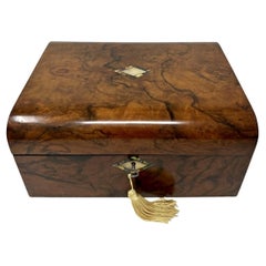 Antique Victorian Traveling Desk Mahogany Wooden Burl Walnut Writing Slope Box