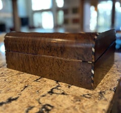 Antiker viktorianischer Reiseschreibtisch im viktorianischen Stil mit Ebenholz- und Perlmuttbändern