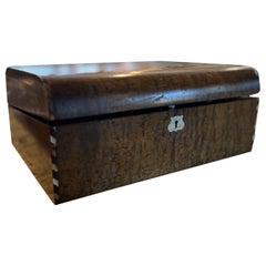 Ancien bureau de voyage victorien avec bandes d'ébène et de nacre