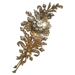 Antique Victorian Tremblant Rose Cut Diamond Gold Brooch