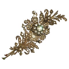 Antique Victorian Tremblant Rose Cut Diamond Gold Brooch