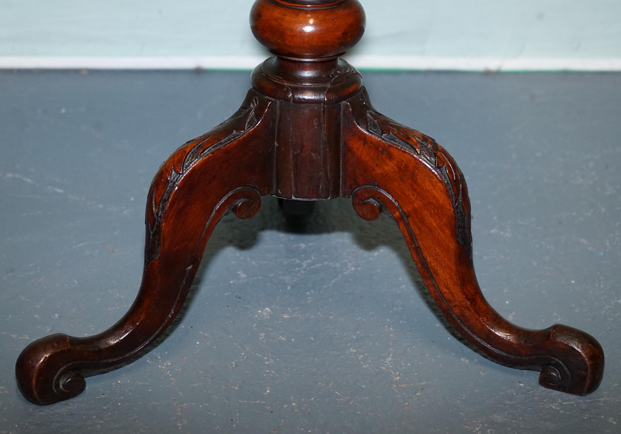 ANTIQUE VICTORIAN TRIPOD SiDE TABLE ROUND WINE TABLE WITH CABRIOLE LEGS In Good Condition For Sale In Pulborough, GB