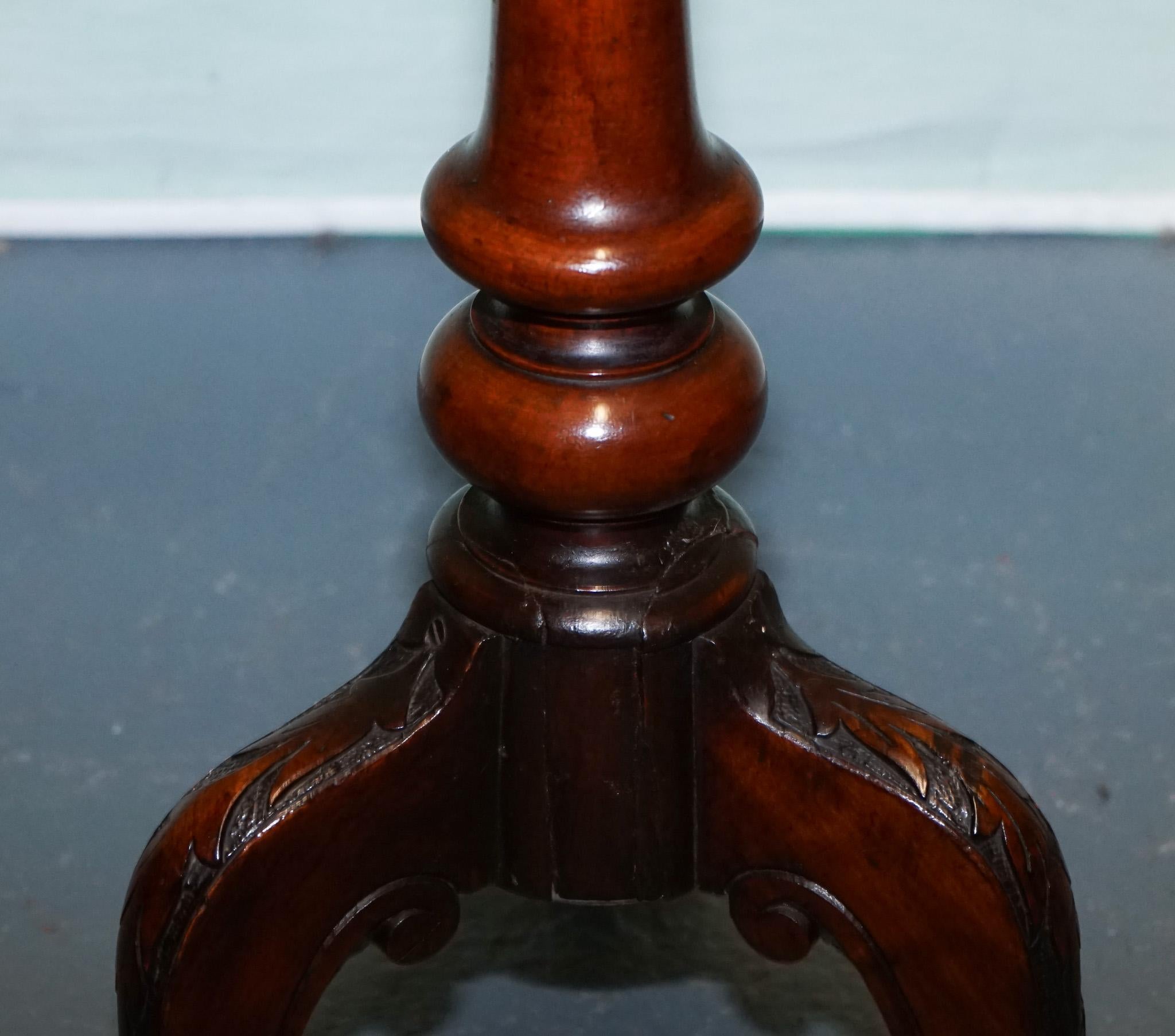 20th Century ANTIQUE VICTORIAN TRIPOD SiDE TABLE ROUND WINE TABLE WITH CABRIOLE LEGS For Sale