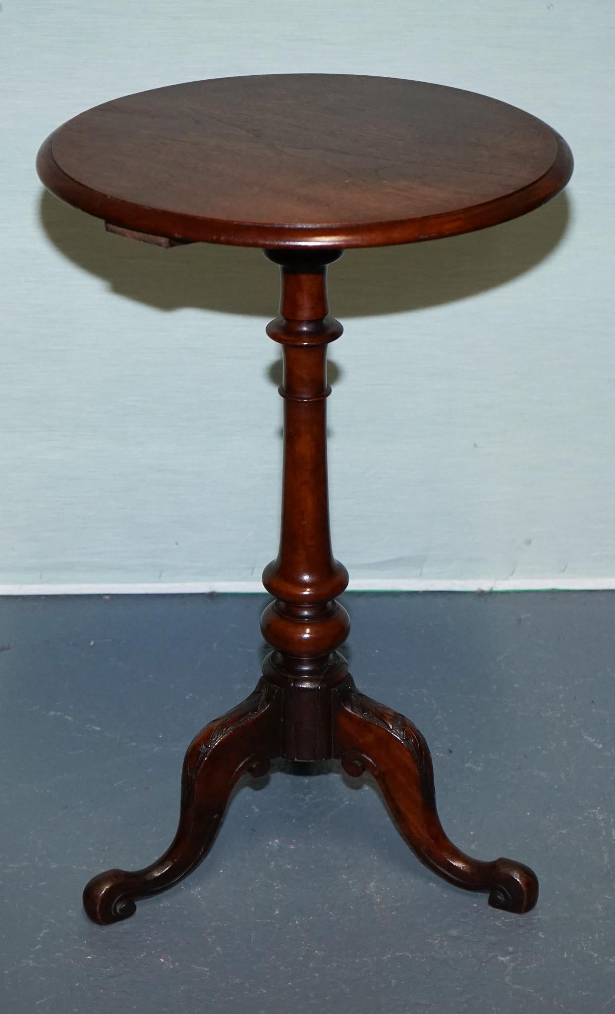 ANTIQUE VICTORIAN TRIPOD SiDE TABLE ROUND WINE TABLE WITH CABRIOLE LEGS For Sale 2